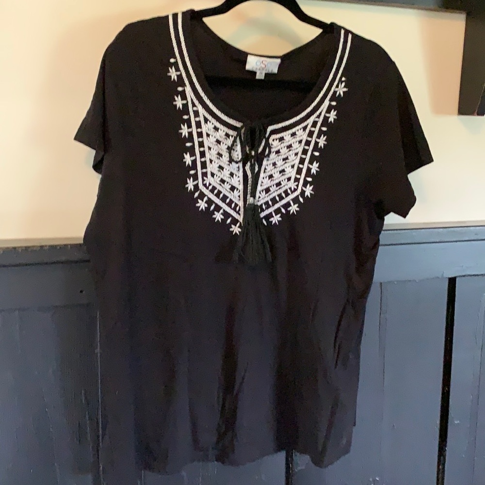OSO casuals 1x black short sleeve cotton top EUC